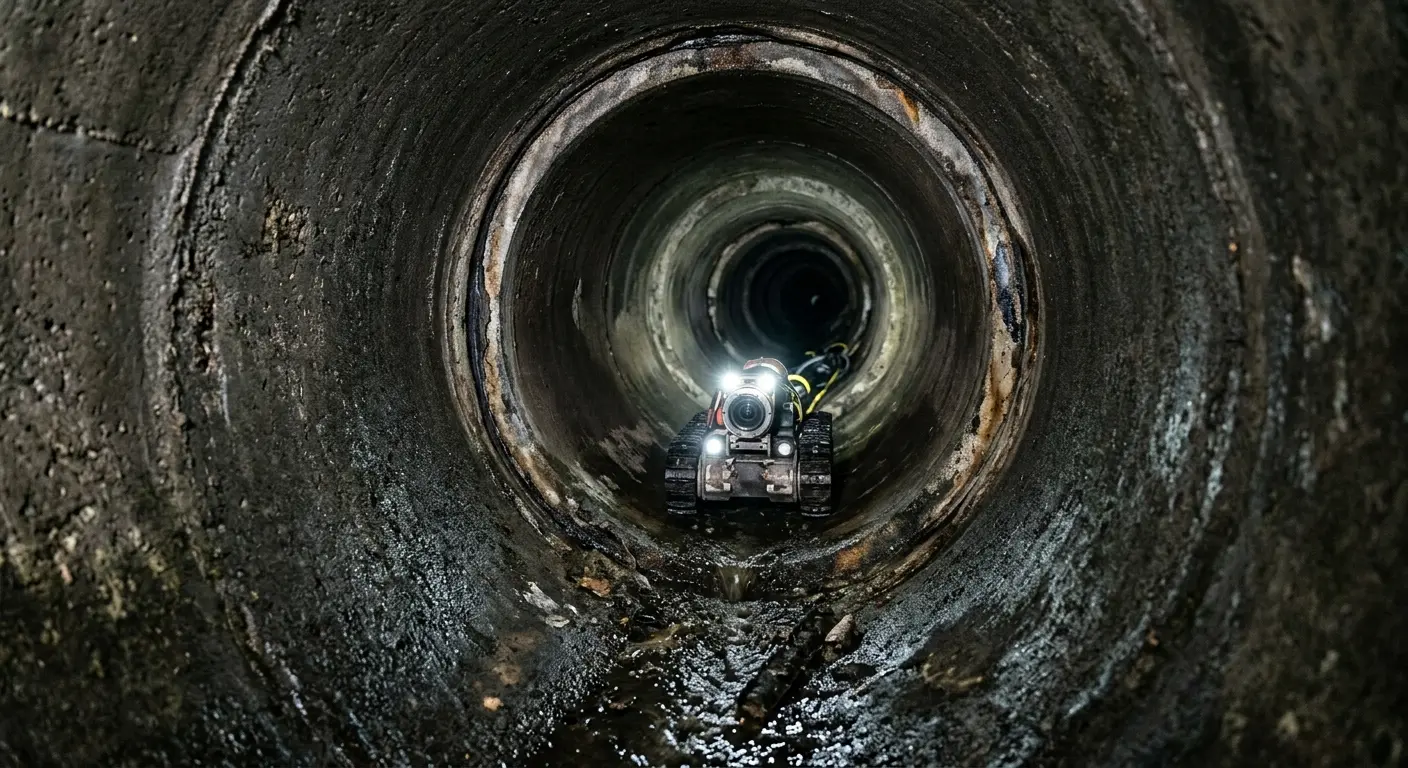 Robotic sewer camera inspecting pipe interior for Sewer Line Cleaning in Selinsgrove